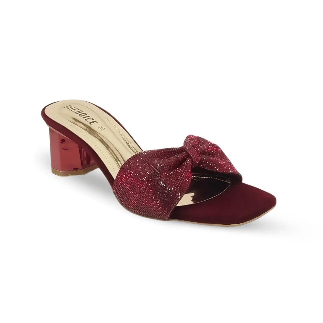 Ladies Fancy Block Heel Bow Style Slipper-17563