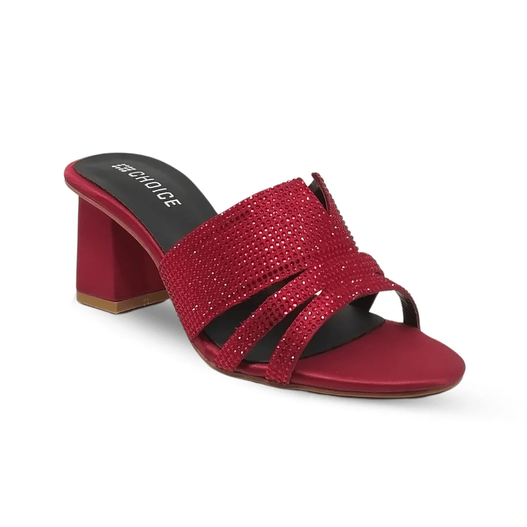 Ladies Fancy Block Heel Slipper-17562