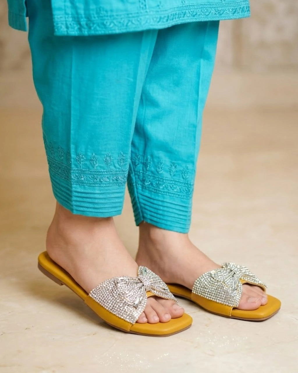 Ladies Fancy Flat Slipper-12742