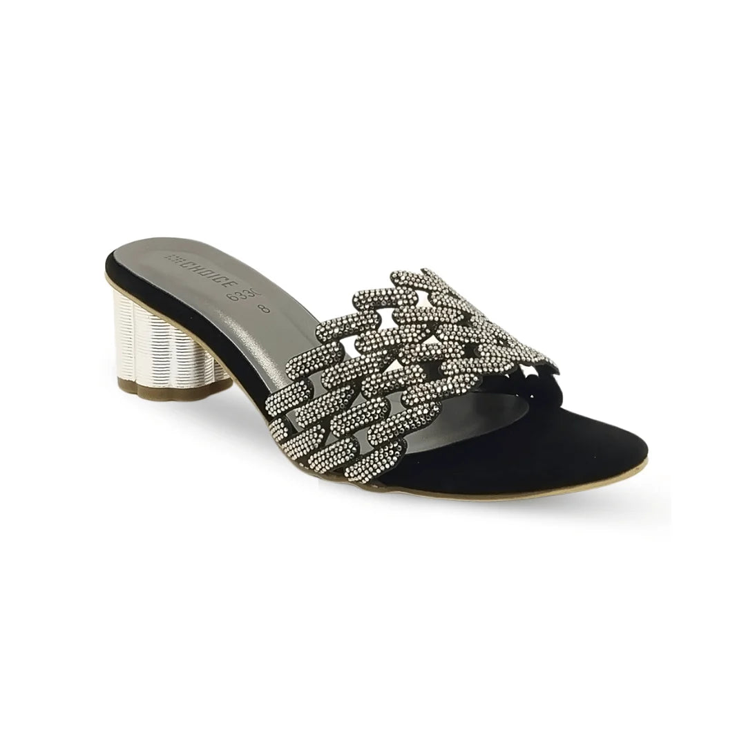 Ladies Fancy Block Heel Slipper-17556