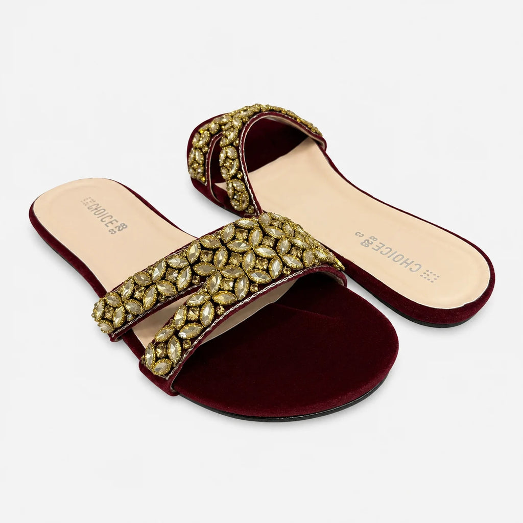 Flat Slipper - Maroon | 12557