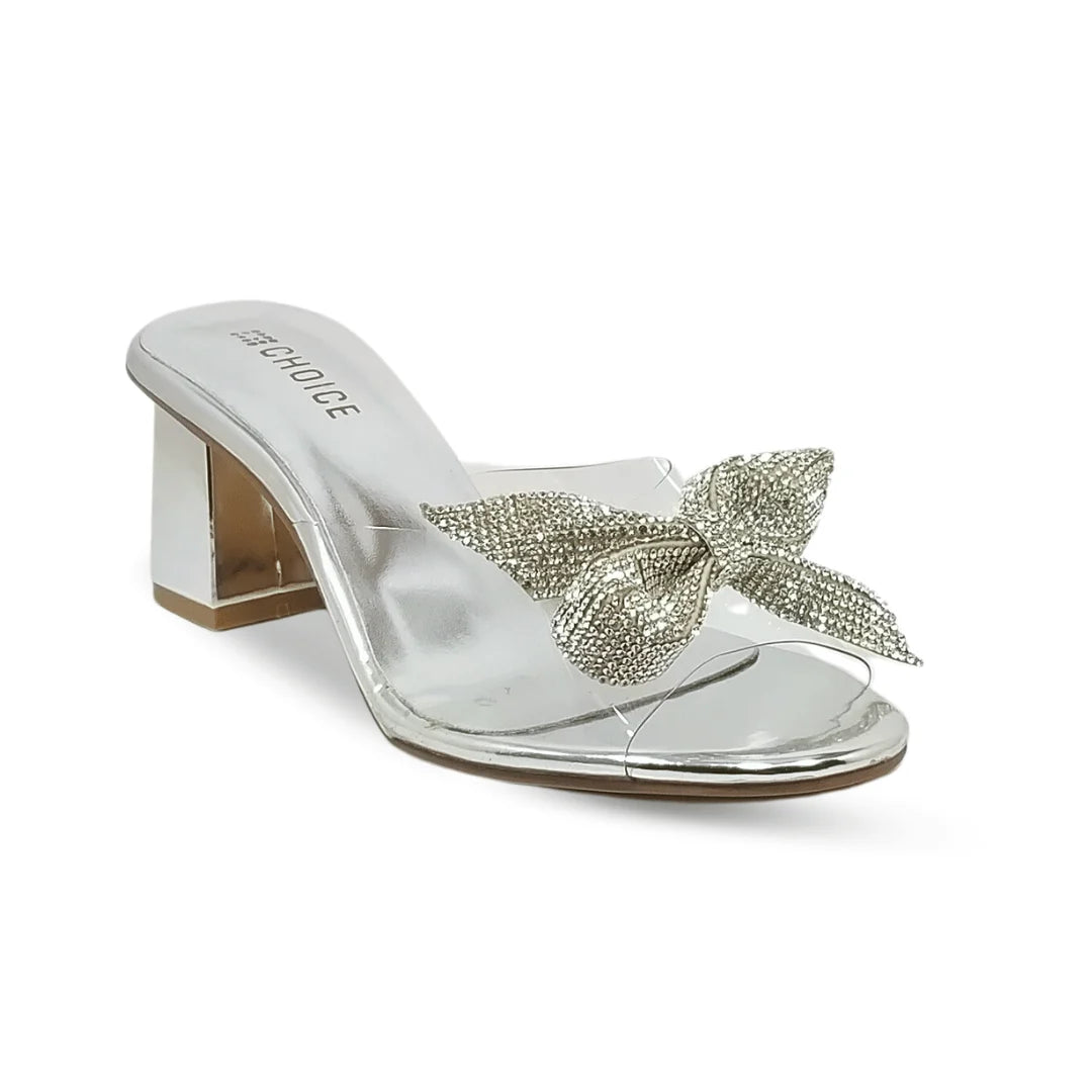 Ladies Bow Style Block Heel Slipper-17560