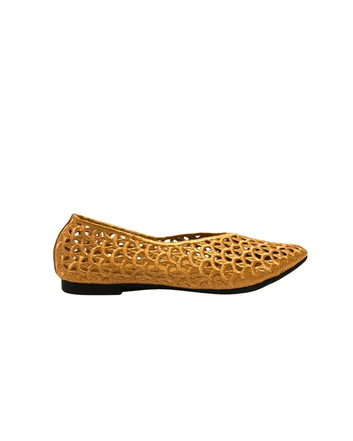 Black & Golden Net Design Khussa Flats, 21703