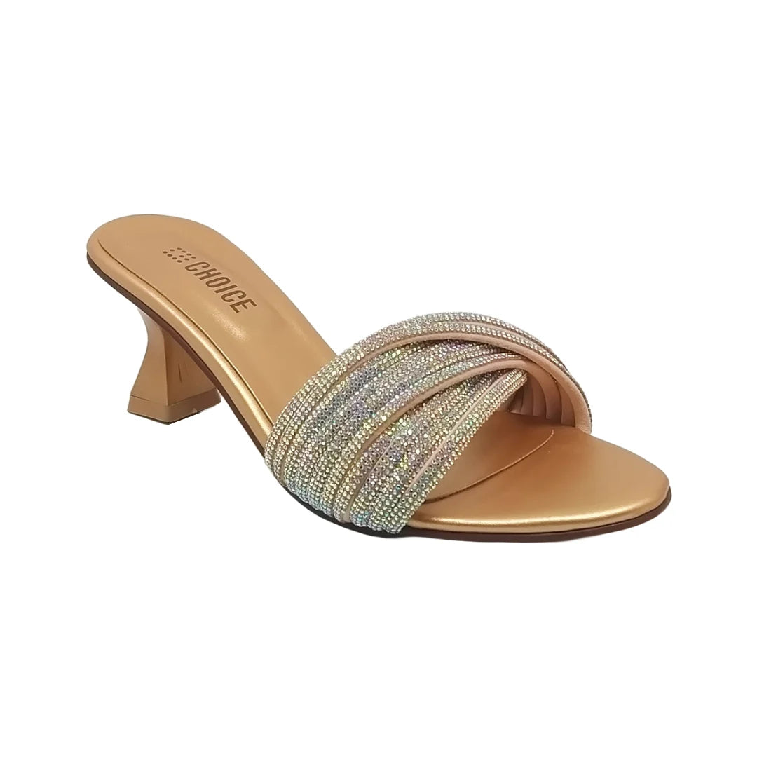 Ladies Fancy Block Heel Slipper-17524