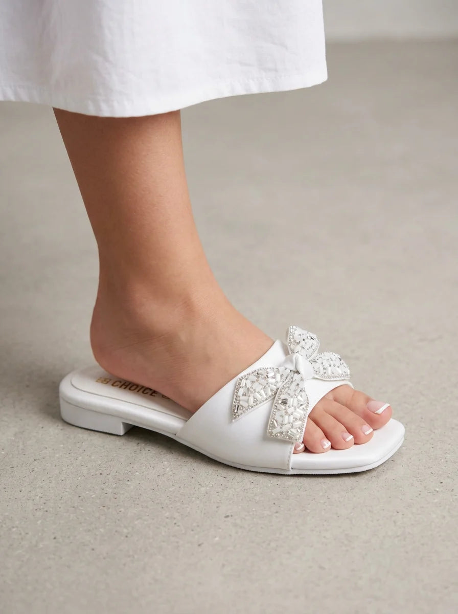Flat Slipper – White | 12946