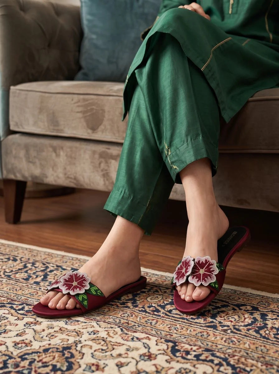 Flat Slipper - Maroon | 12956