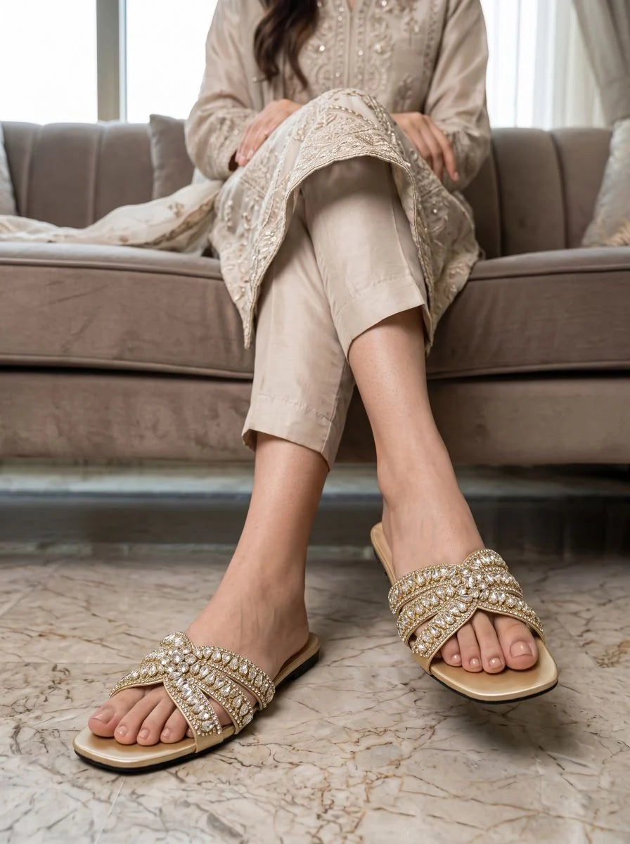 Flat Slipper - Golden | 12957