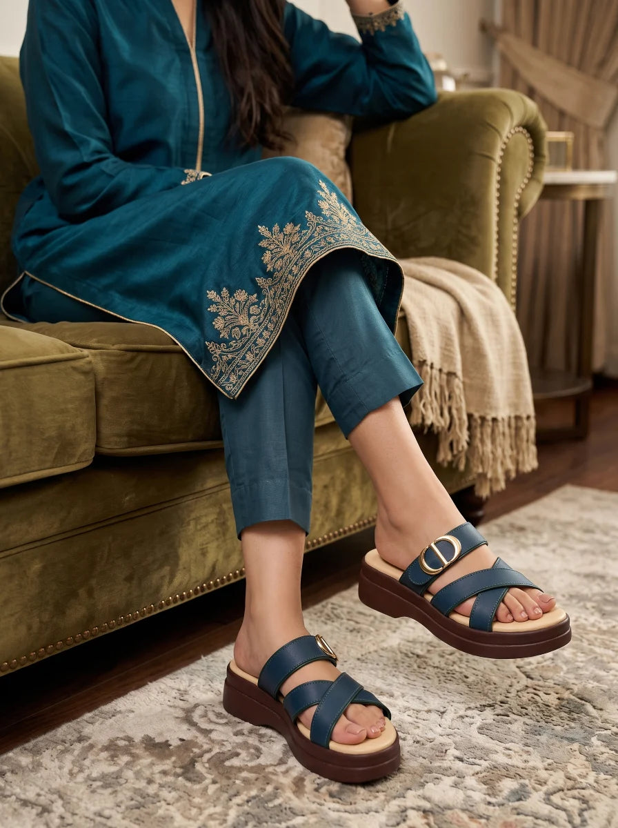 PU Sole Slipper - Green | 14753