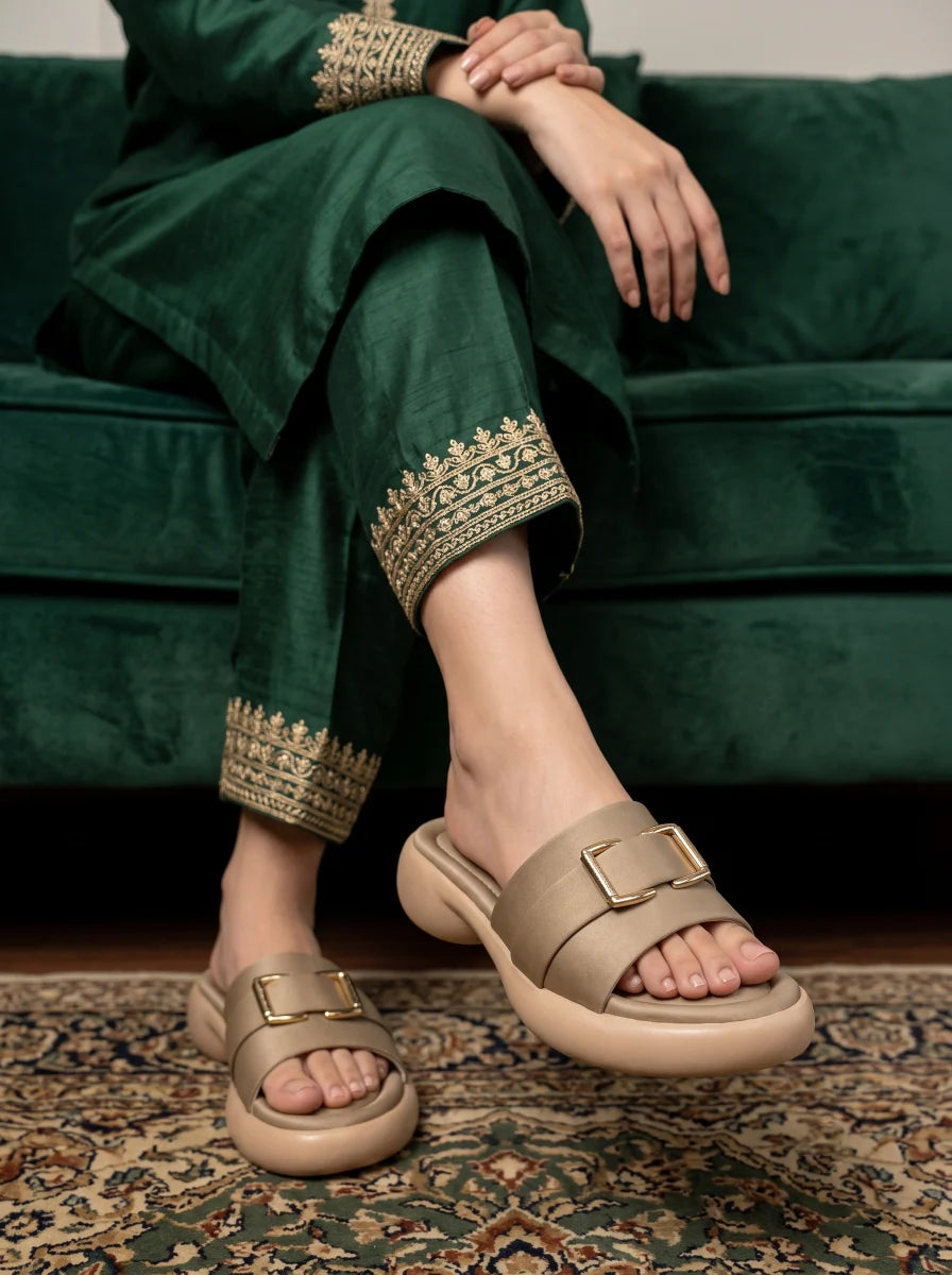 PU Sole Slipper - Brown | 14774