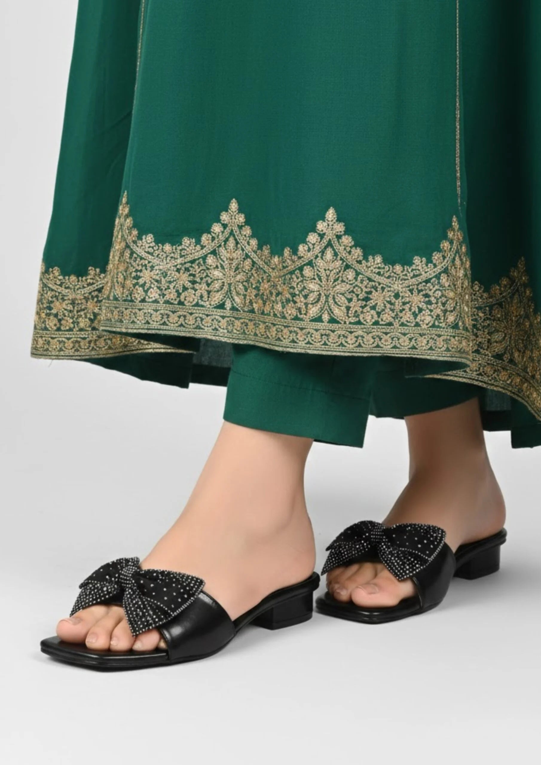 Ladies Mini Heel Slipper Bow Style-12793