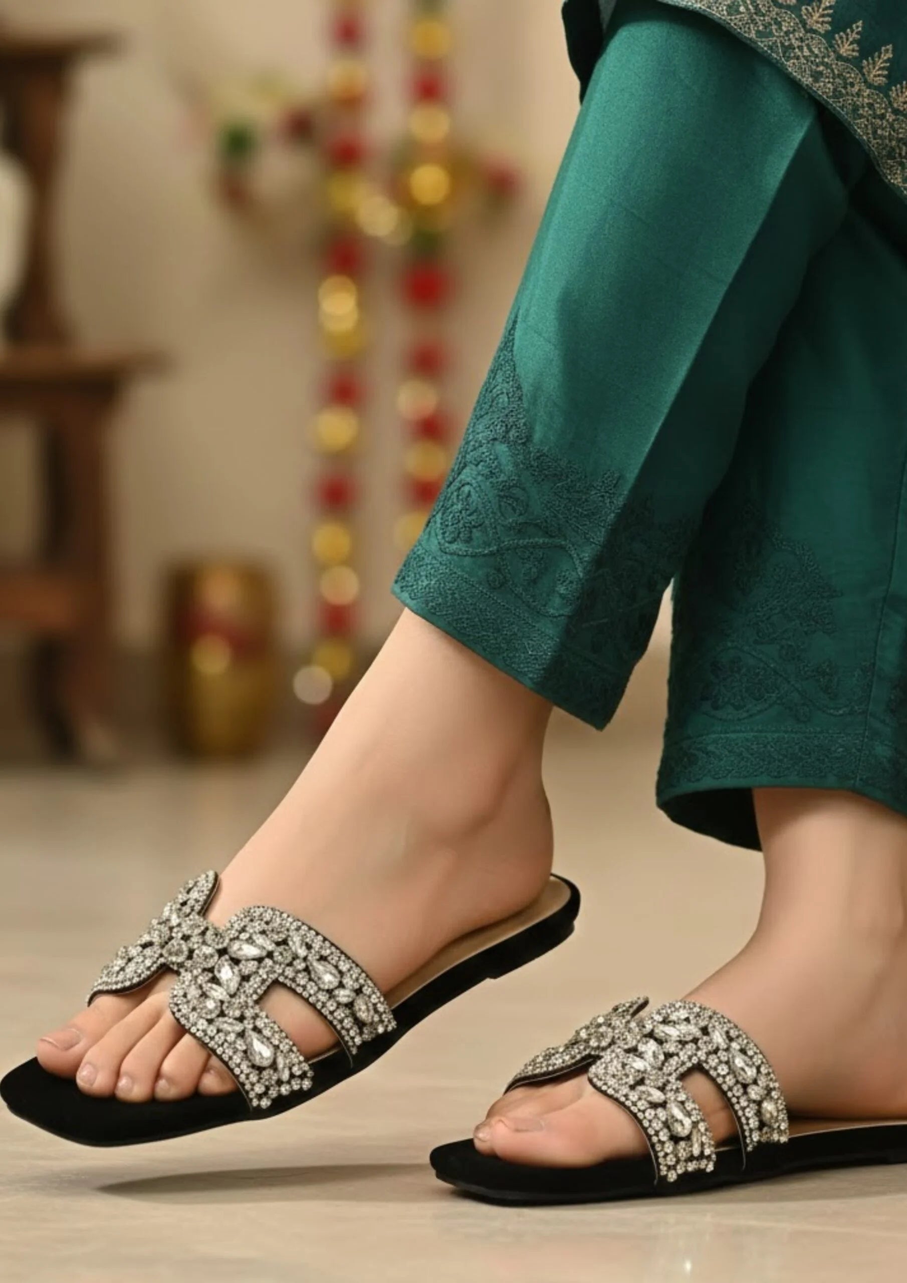 Ladies Fancy Flat Slipper-12748