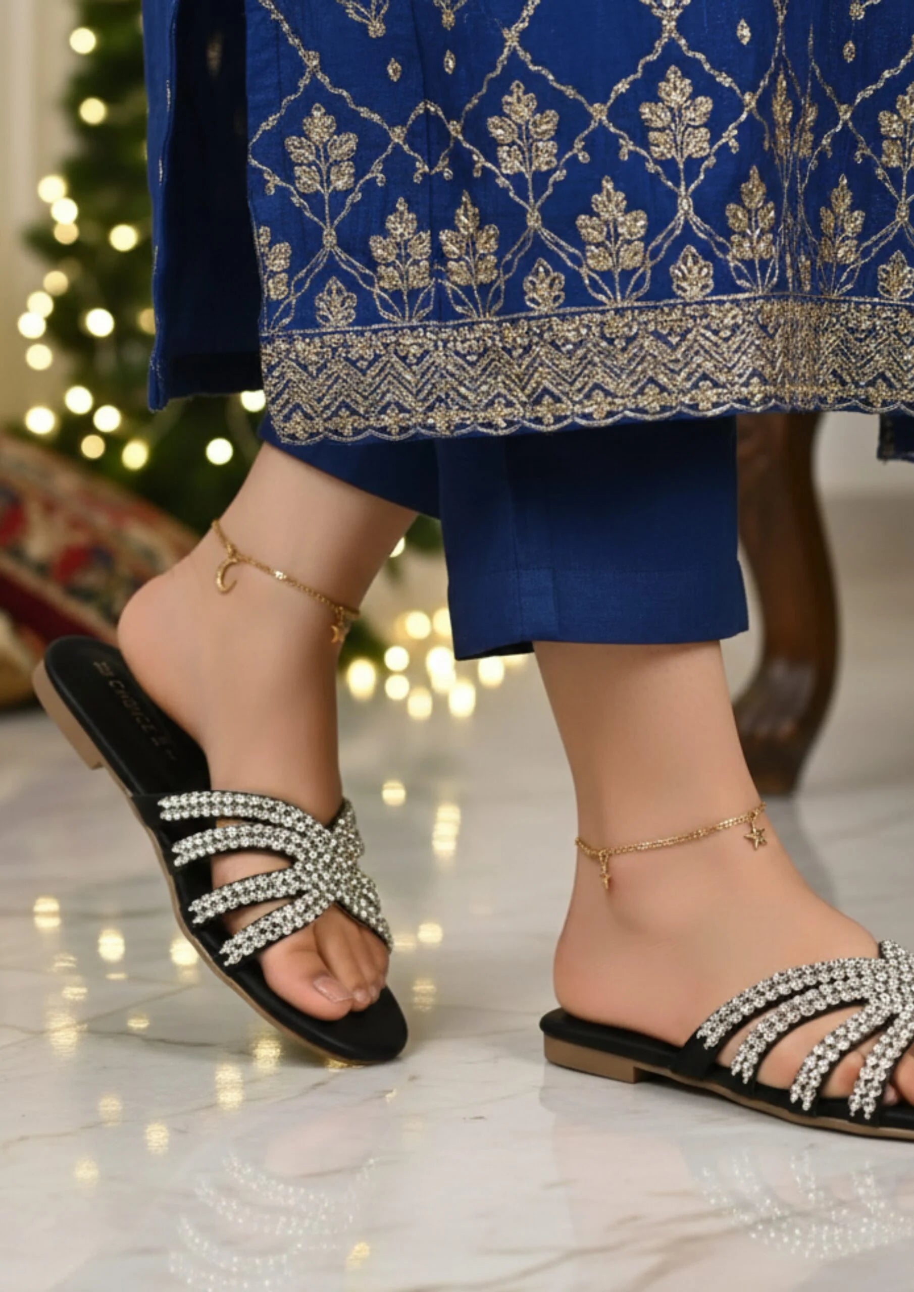 Ladies Fancy Flat Slipper-12789