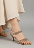 PEACH & SILVER Glitter Strap Heels 49334