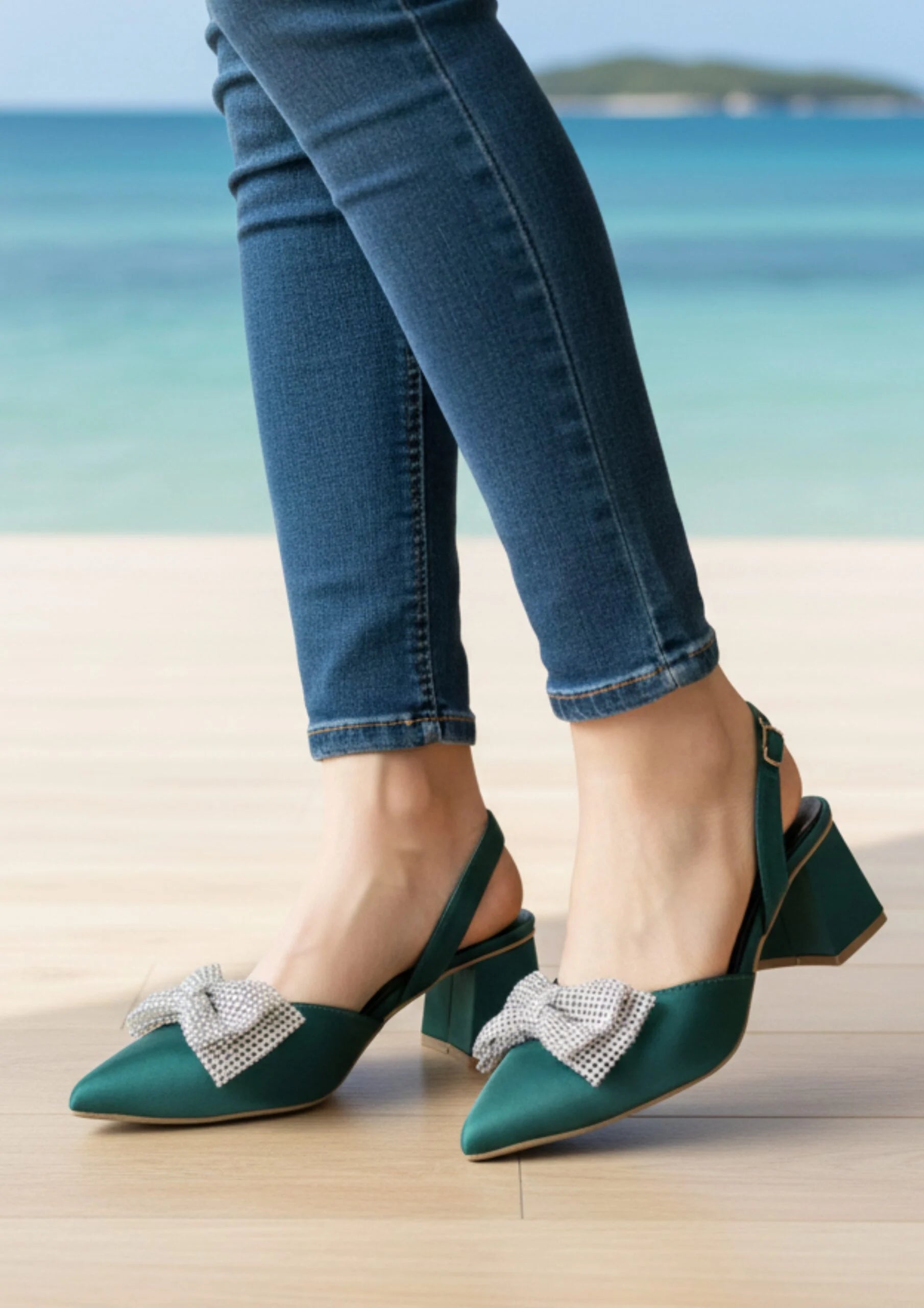 Ladies Fancy Bow Style Court Shoes-18528